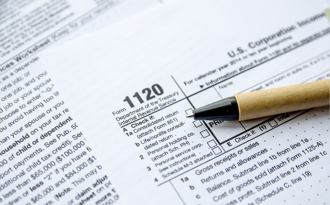 Corporate Tax Return Form with Pen